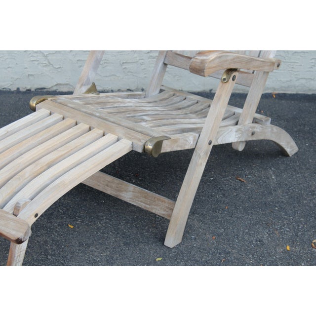 Andrew Teak Folding Steamer Lounge Chair Chairish