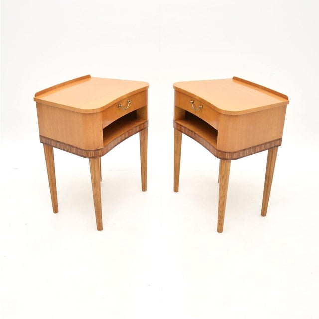 Mid-Century Modern Vintage Swedish Elm Bedside Tables, 1950s, Set of 2 For Sale - Image 3 of 13