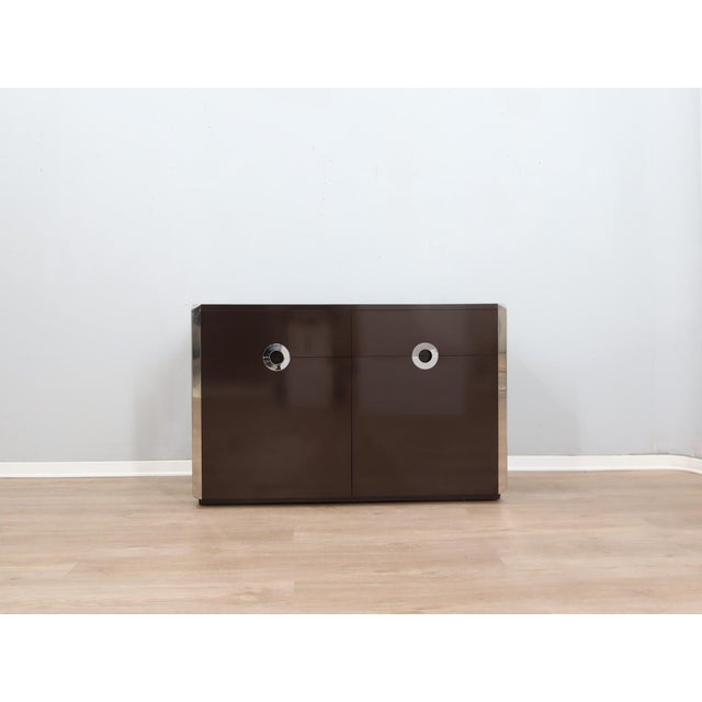 Small Dark Brown Laminate & Chrome Sideboard from Mario Sabot, 1970s For Sale - Image 11 of 15