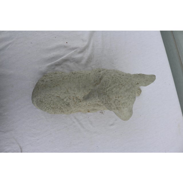Paint Cast Concrete Laying Lamb Garden Statue For Sale - Image 7 of 8