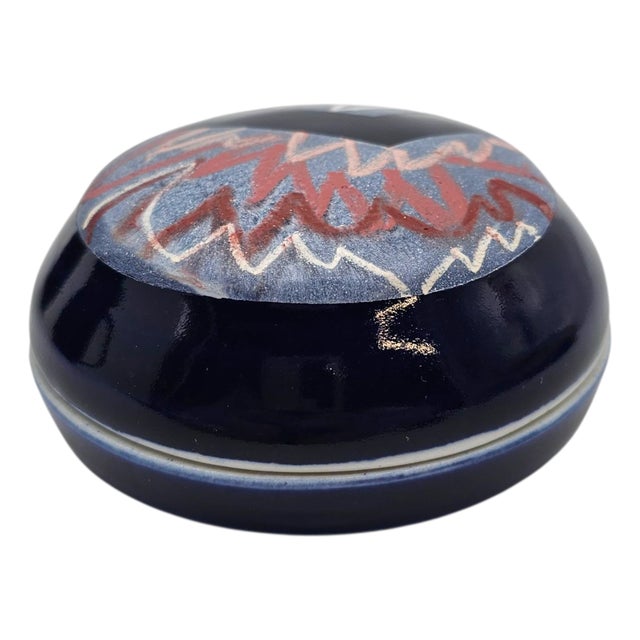 Blue Late 20th Century Marianne Weinberg Benson Studio Pottery Cobalt Blue Abstract Mugs & Box For Sale - Image 8 of 15