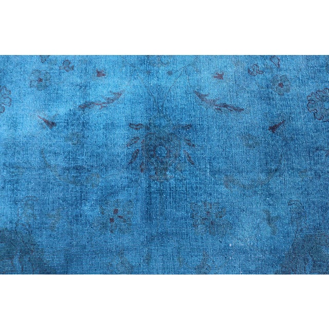 Tribal Large Turkish Oushak With Floral Design in Blue 10'3 X 16'7 For Sale - Image 3 of 16
