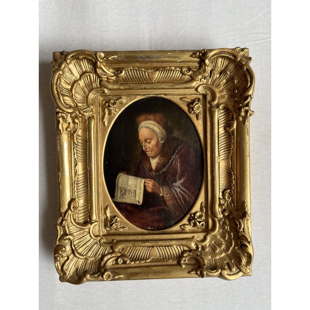 Gold After Gerrit Dou, Figurative Composition, 19th Century, Oil Painting on Panel, Framed For Sale - Image 8 of 9