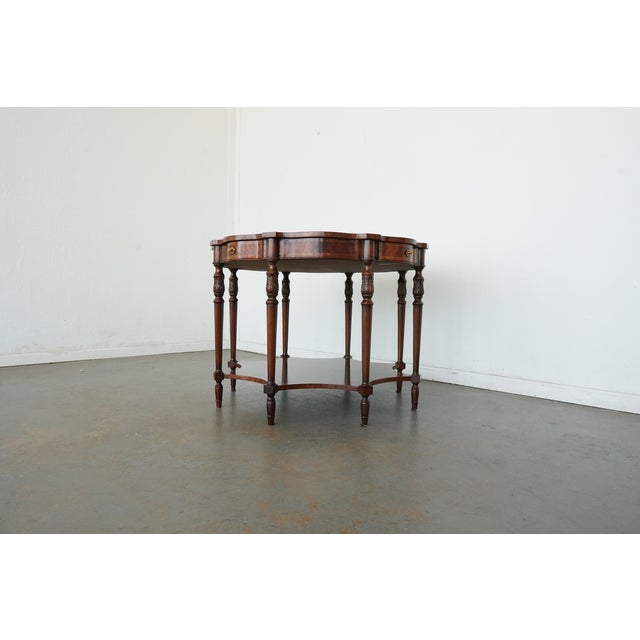 1980s Vintage Maitland-Smith Inlaid Mahogany Accent Table For Sale - Image 5 of 18