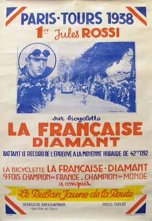 1938 Vintage French Cycling Poster, Paris-Tours