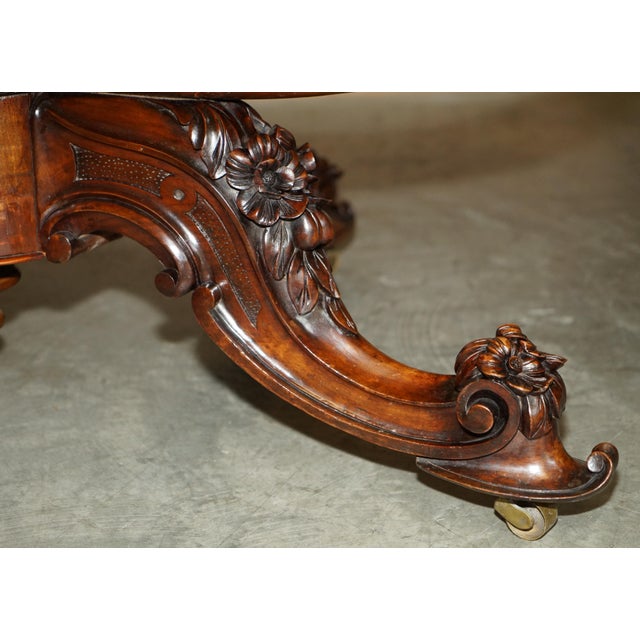 Victorian Carved Burr Walnut Centre Table, 1860s For Sale - Image 9 of 18
