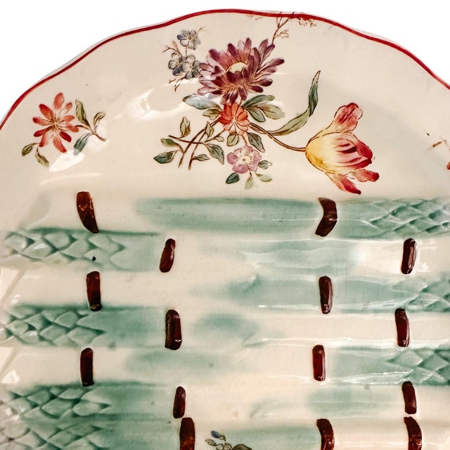 Late 19th Century 19th Century Antique French Longchamp Majolica Asparagus Plate, Circa 1890 For Sale - Image 5 of 7