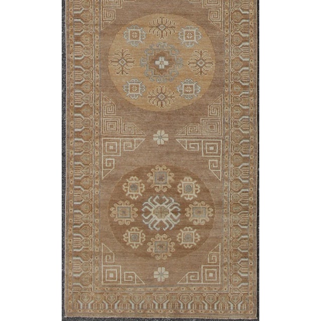 Light Khotan runner with geometric Medallions, Keivan Woven Arts / rug/ country of origin / type: Afghanistan / Khotan...
