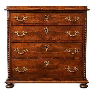Exceptional 19th Century Flame Mahogany Chest of Drawers With Barley Twist Columns For Sale