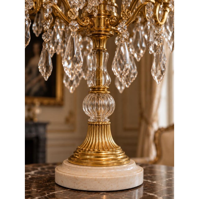 1990s 1990 French Louis XVI Gold Bronze Crystal Lamp For Sale - Image 5 of 17