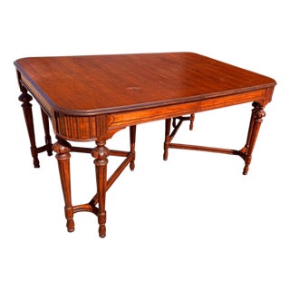 Antique 1920s Federal Hepplewhite Walnut Dining Table 16" Leaf Self-Storing For Sale