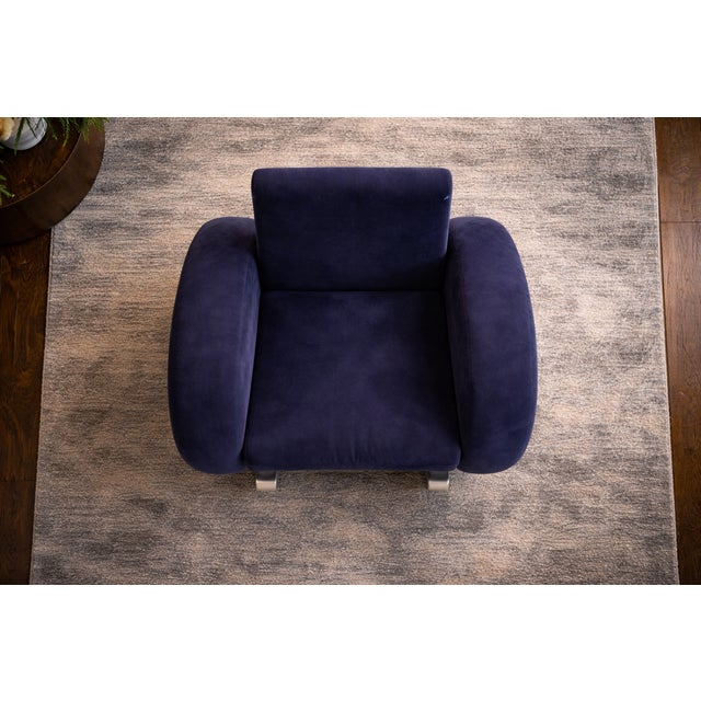 German Rocking Chair in Blue Velvet from Bretz, 1980s For Sale - Image 11 of 12