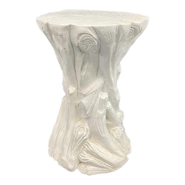 Vintage 1970s Organic Modern Plaster Tree Stump Side Table For Sale