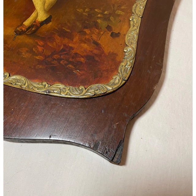 Antique 19th Century Original Boy Girl Landscape Oil Painting Wood Badge Panel For Sale - Image 14 of 14