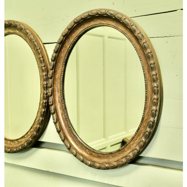1920s Victorian Wood Finish Oval Mirrors, 1920, Set of 2 For Sale - Image 5 of 8