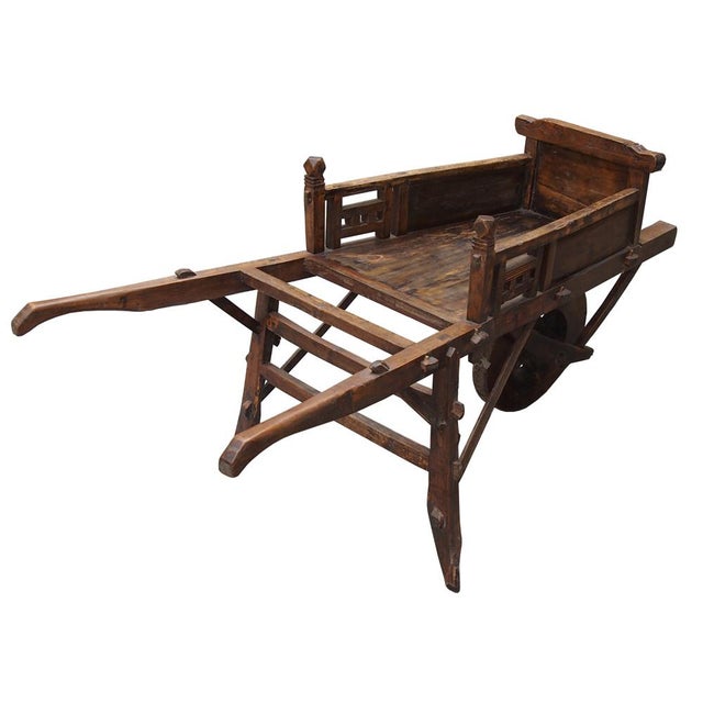 Chinese Vintage Wood Single Wheel Farm Hand Cart Chairish