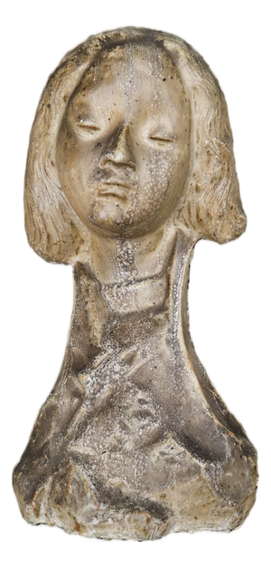Alexandre Bigot, Large Art Nouveau Reliquary Bust of Saint Fortuna, 1890s-1910s, Glazed Sandstone