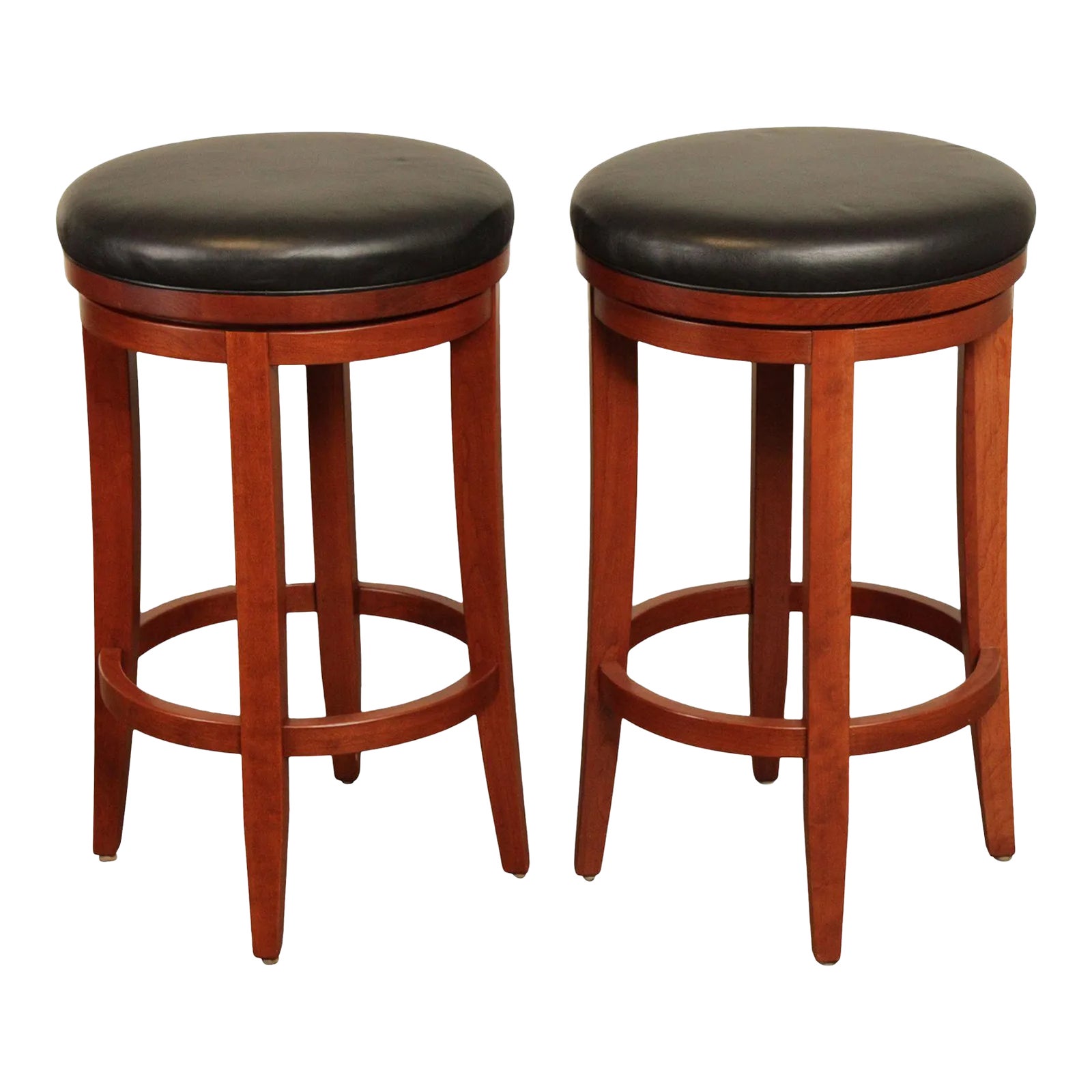 Zimmerman Chair Shop Leather Upholstered Cherry 'Milano' Swivel Bar