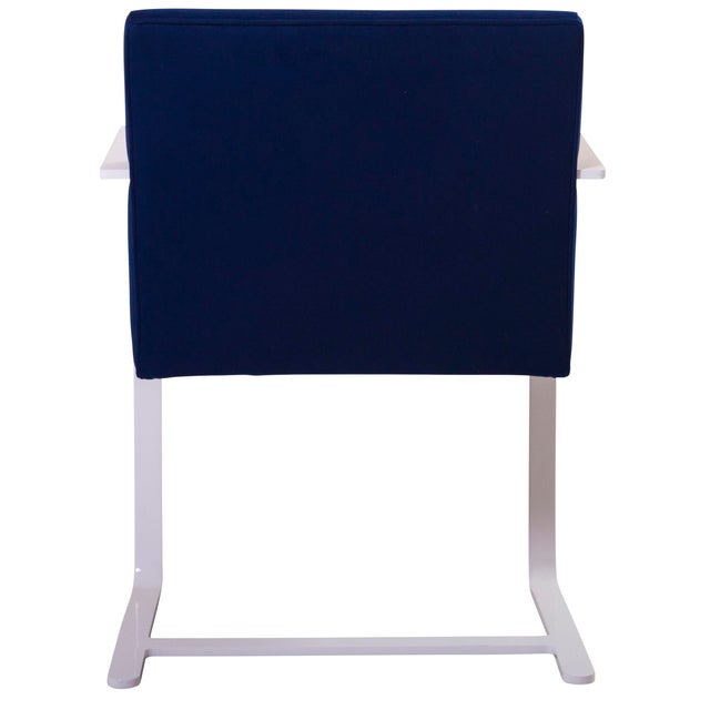 Ludwig Mies van der Rohe Brno Flat-Bar Chair in Navy Luxe Suede, Lunar Gloss Frame For Sale - Image 4 of 6