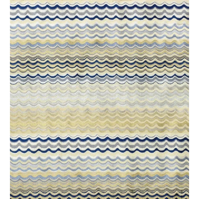 The House of Scalamandré New Wave Fabric, Sapphire For Sale