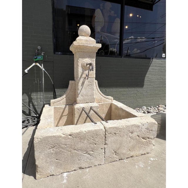 French Carved Limestone Fountain, Single Pillar With Ball Finial From Provence For Sale - Image 10 of 17