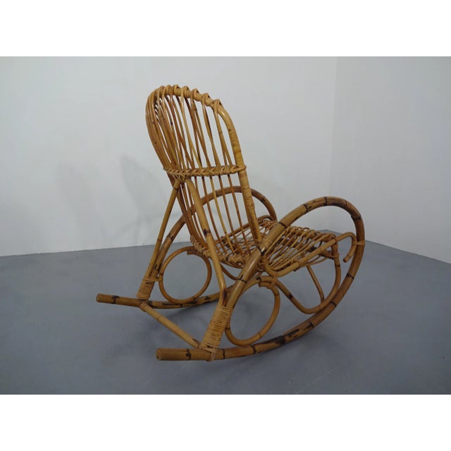 1950s Mid-Century Italian Bamboo Rocking Chair, 1950s For Sale - Image 5 of 18