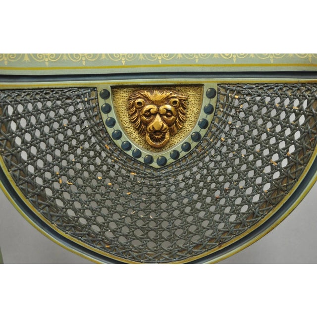 Late 20th Century Late 20th Century Smith & Watson Regency Adams Style Green Painted Cane Arm Chairs - A Pair For Sale - Image 5 of 12