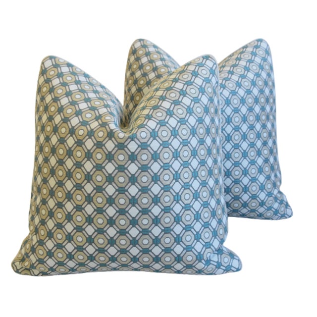 Pindler & Pindler Contemporary Modern Hexagon Feather/Down Pillows 21" Square - Pair For Sale - Image 4 of 5