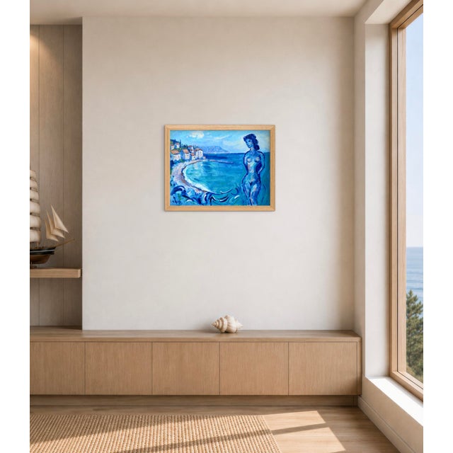 By the Blue Sea - Impressionistic Figure Seascape Oil Painting For Sale - Image 9 of 11