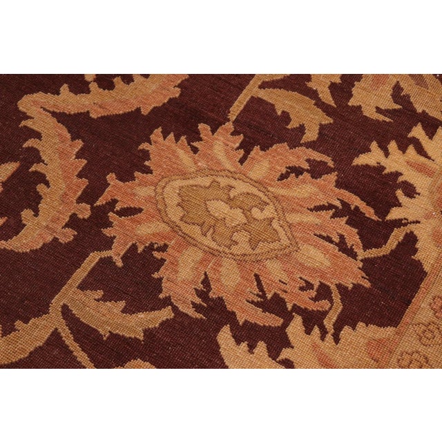 Textile 1980s Vintage Bohemian Low Pile Red/Gold Wool Rug For Sale - Image 7 of 10