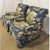 Vintage Bench-Made 3-Piece Living Room Set in Schumacher "Dog & Duck" Indigo Linen – Sofa & 2 Matching Chairs For Sale - Image 9 of 18