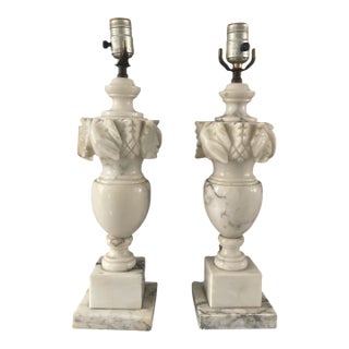 Italian NeoClassical Alabaster Urn Lamps For Sale