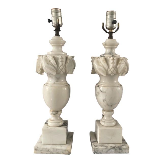 Italian NeoClassical Alabaster Urn Lamps For Sale