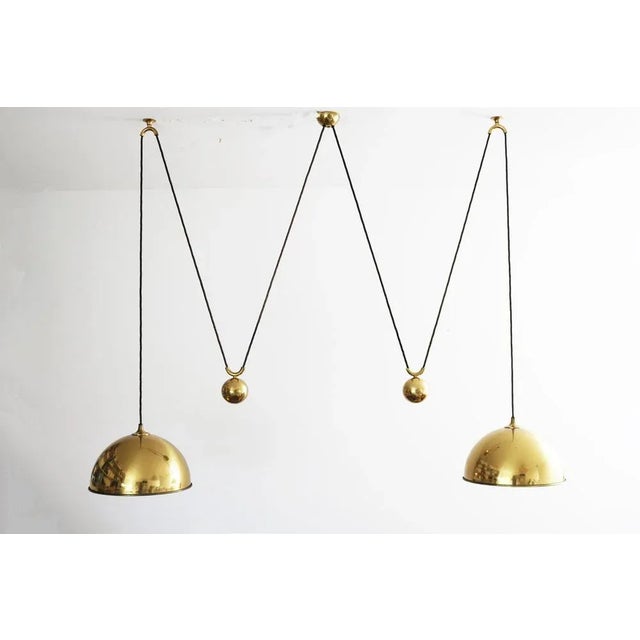 Double Posa Counterweight Pendant Light in Brass by Florian Schulz, 1960s For Sale - Image 12 of 12