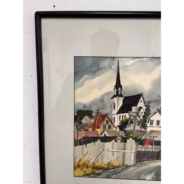 Paint M. B. Pritchard Mendocino Framed Watercolor, Circa 1996 For Sale - Image 7 of 12