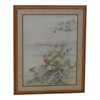 Professionally Framed & Matted Asian Design Print of Birds For Sale