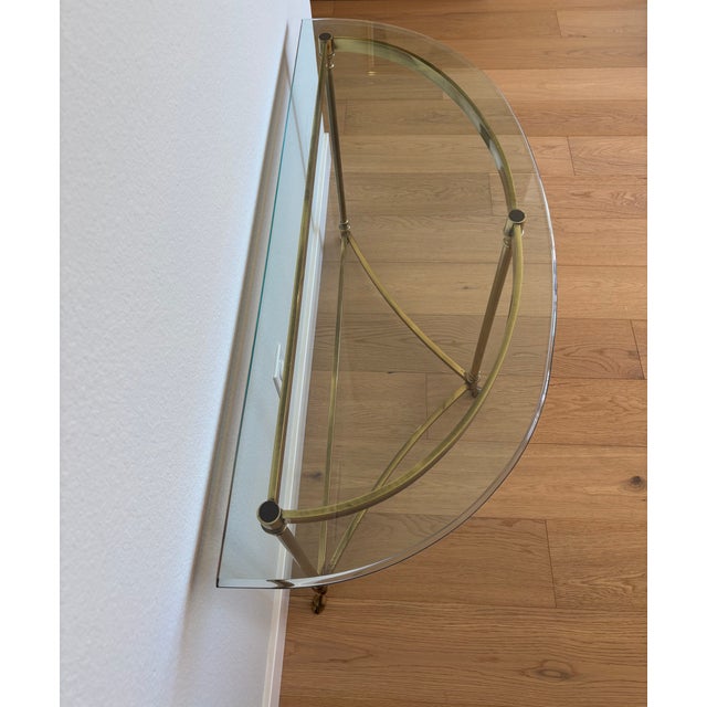 Vintage Italian Brass and Glass Demi-Lune Console Table For Sale - Image 13 of 18