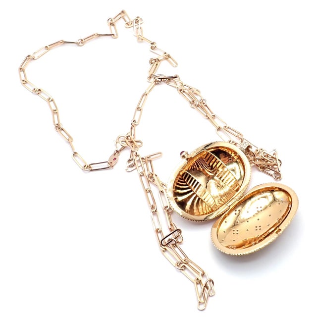 Late 20th Century Late 20th Century Roberto Coin Rose Gold Diamond Large Locket Pendant Necklace For Sale - Image 5 of 11