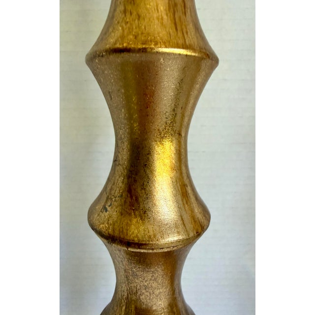 Contemporary Pair of Contemporary Chinoiserie Faux Bamboo Brushed Gold Table Lamps For Sale - Image 3 of 7