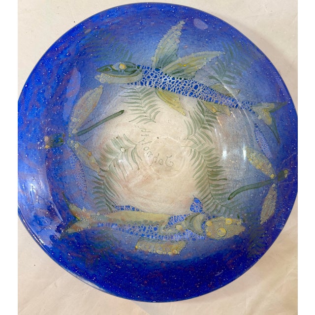 Antique 1930's Ernst Hantich & Co Johnolyth Dragonfly Fish Glass Glass Bowl Dish For Sale In New York - Image 6 of 15