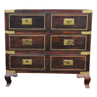 Chest of Drawers in Hardwood and Brass, 1890s For Sale
