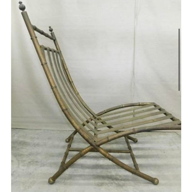 MCM Faux Bamboo Lounge Chair and Ottoman Owned by Famous Jockey For Sale - Image 9 of 12