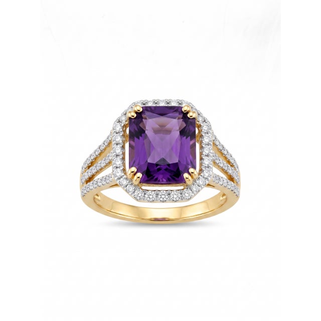 Natural Amethyst 2.65cts & Diamond 0.55cts Ring in 14k Gold For Sale In New York - Image 6 of 8