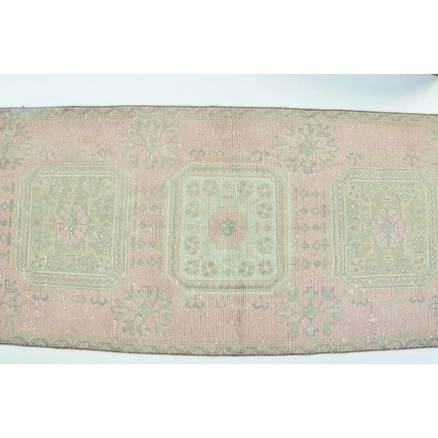 Minimalist Pale Wool Neutral Floral Runner Rug | Chairish