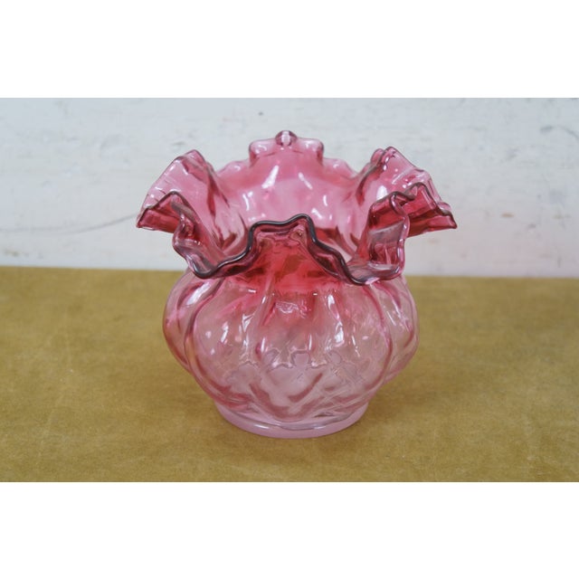 Red Late 20th Century Cranberry Art Glass Ruffled Pitchers Decanters Vase Bowl Compote Fenton - Set of 6 For Sale - Image 8 of 18