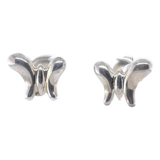 Tiffany & Co. Sterling Silver Elsa Peretti Butterfly Stud Earrings 3.1g, Pair For Sale