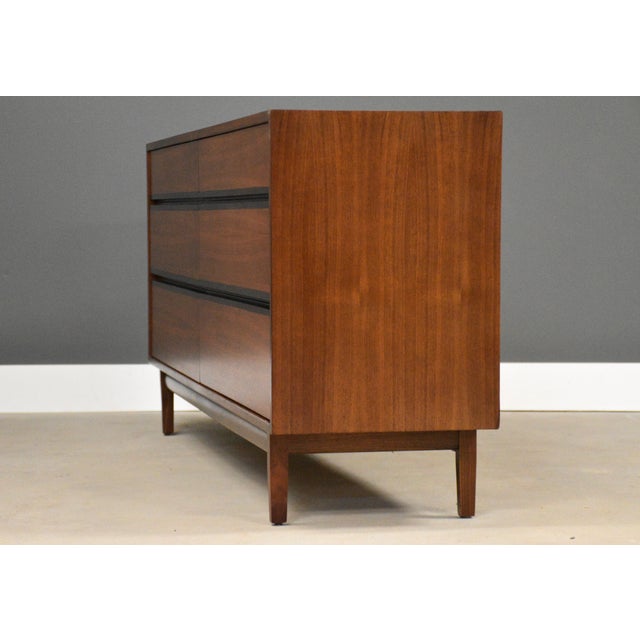 Mid-Century Modern 1960s Refinished 66” Kipp Stewart for Directional by Calvin Walnut Dresser For Sale - Image 3 of 9
