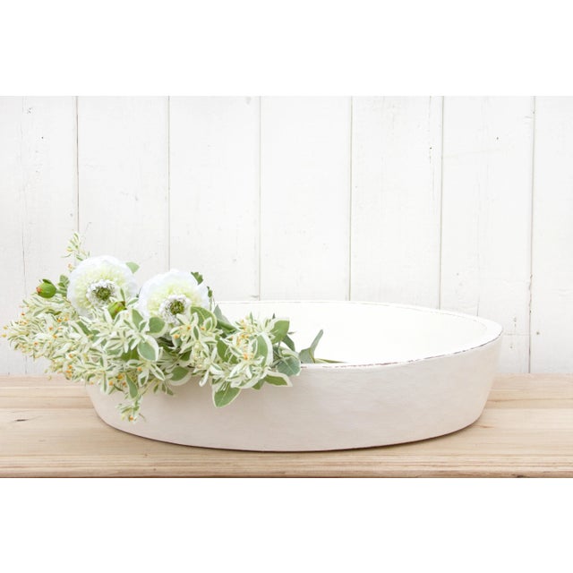 Wood Grand Antique White Dough Bowl For Sale - Image 7 of 8