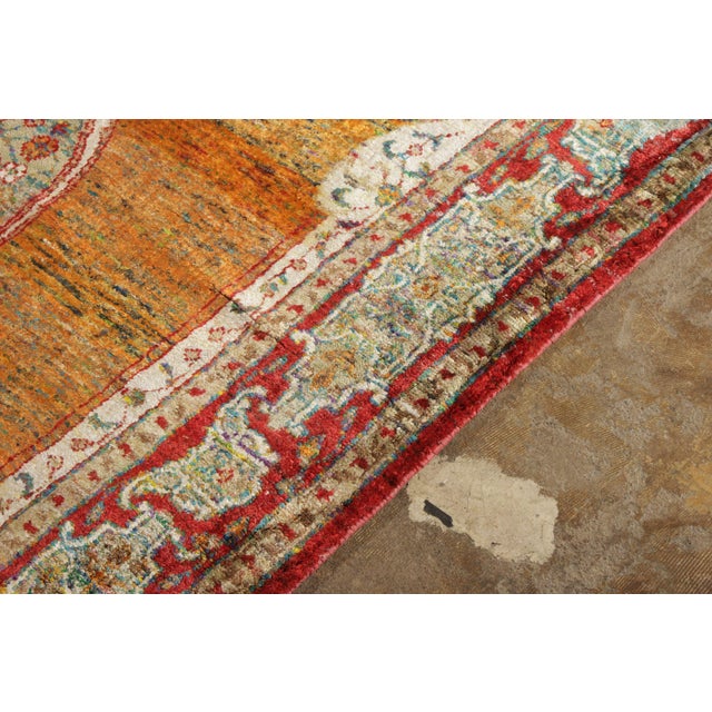 2010s Rug & Kilim’s Classic Agra Style Rug in Orange-Red, Blue Medallion Pattern For Sale - Image 5 of 9