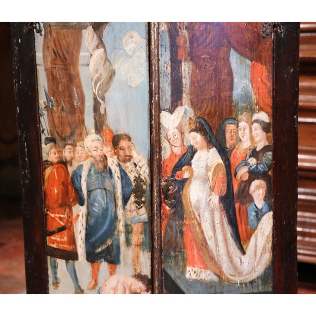 Italian 18th Century Italian Painted Corner Cabinet With Biblical Court Scene For Sale - Image 3 of 10
